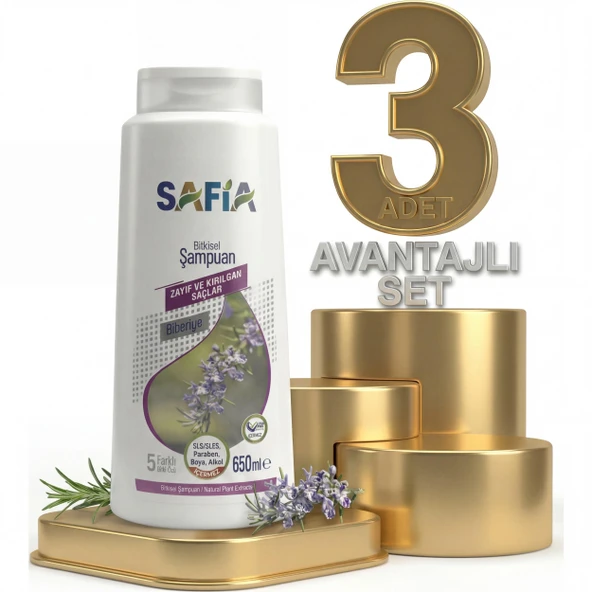 Safia Zayıf Ve Kırılgan Saçlar Şampuan 3x650 Ml ürün görseli 1