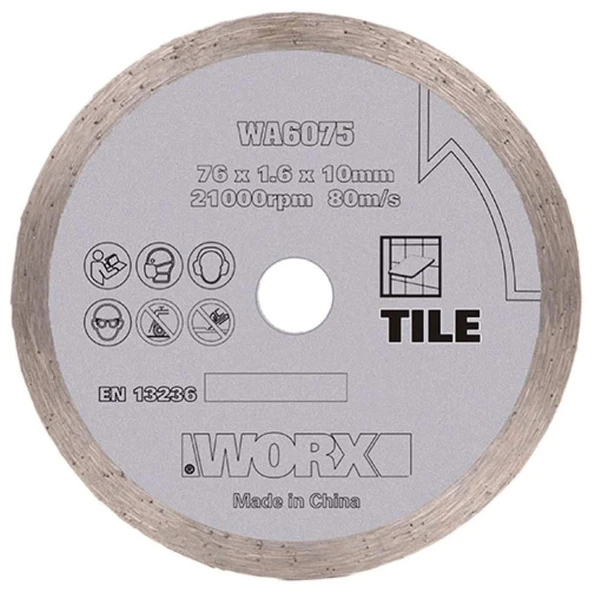 Worx  WX801 İçin 76x10mm Fayans, Seramik, Mermer Elmas Kesme Diski ürün görseli 1