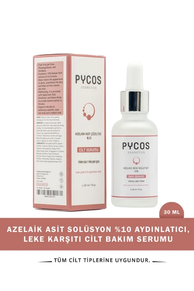 PYCOS COSMETICS Azelaik Asit Solüsyon %10 Aydınlatıcı, Leke Karşıtı Cilt Bakım Serumu 30 ML ürün görseli 1