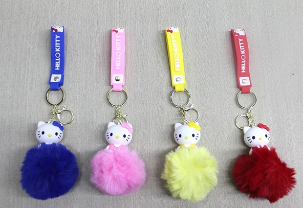 Ponponlu Hello Kitty Anahtarlık Alk4247 ürün görseli 1