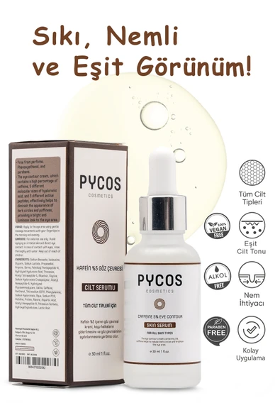 PYCOS COSMETICS Caffeine %5 + Peptides + Hyalüronik Asit Göz Çevresi Serumu 30 ml ürün görseli 1