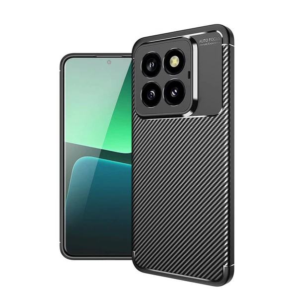 Xiaomi Mi 14t Pro Kılıf Auto Focus Karbon Kapak - Siyah ürün görseli 1