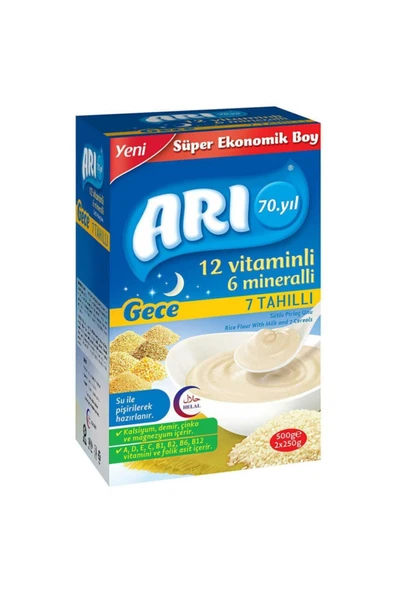 ARI Mama Gece 7 Tahıllı 12 Vitamin 6 Mineralli Pirinç Unu 500 gr ürün görseli 1