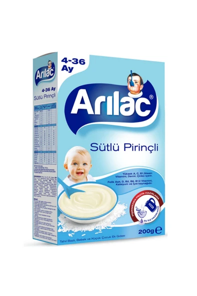 ARILAC Sütlü Pirinçli Bebek Ve Küçük Çocuk Ek Gıdası 200 gr ürün görseli 1