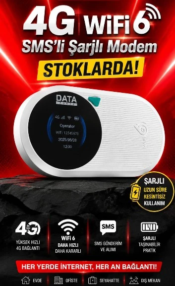 Dataforce M10 PRO WİFİ 6 SMS Li Şarzlı Sim Kartlı Taşınabili Modem(Tüm Operatör Uyumlu) ürün görseli 1