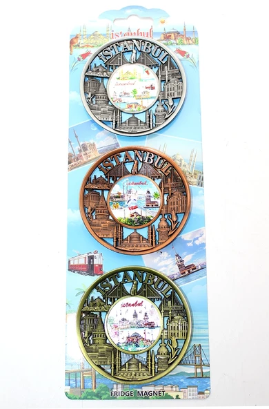İstanbul Temalı Metal Magnet 3'lü Set Alk2891 ürün görseli 1