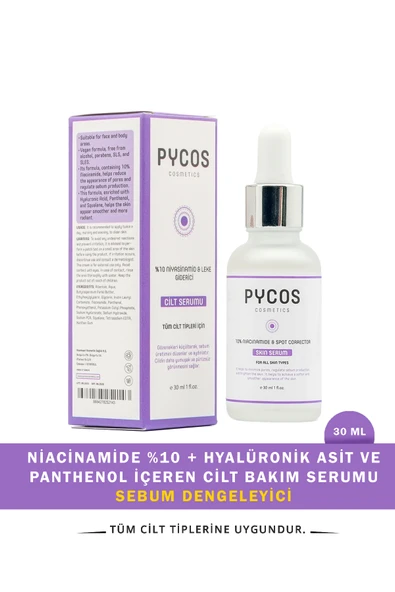 PYCOS COSMETICS Niacinamide %10 + Hyalüronik Asit ve Panthenol İçeren Cilt Bakım Serumu 30 Ml, Sebum Dengeleyici ürün görseli 1