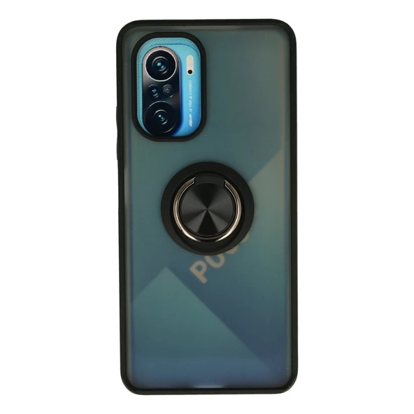 Xiaomi Redmi K40 Kılıf Montreal Yüzüklü Silikon Kapak - Siyah ürün görseli 1