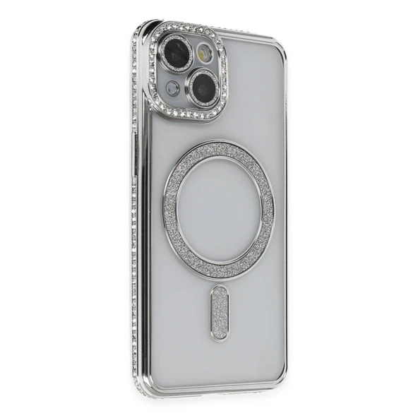 Apple İphone 13 Kılıf Joke Simli Magneticsafe Kılıf - Gümüş ürün görseli 1