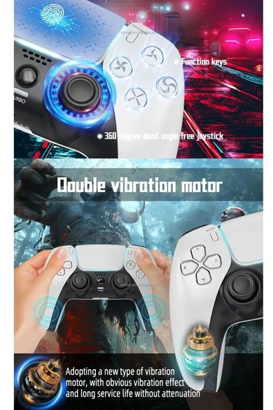 P4 Plus Bluetooth Titreşimli Ps4/ps5 Uyumlu Pc Telefon Joystick Kablosuz Oyun Kolu - Resim 6