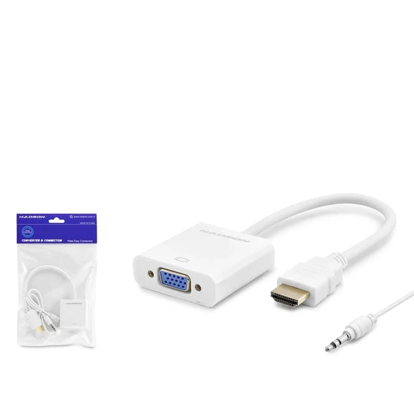 Hadron HDMI to VGA Dönüştürücü Adaptör - Ses Destekli Aux Kablolu (Monitör - Projeksiyon Çevirici) ürün görseli 1