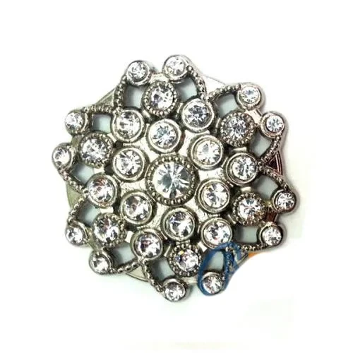 Taşlı Yuvarlak Broş, Sandık Süsü 4,5 Cm - Nikel, 1 Adet ürün görseli 1