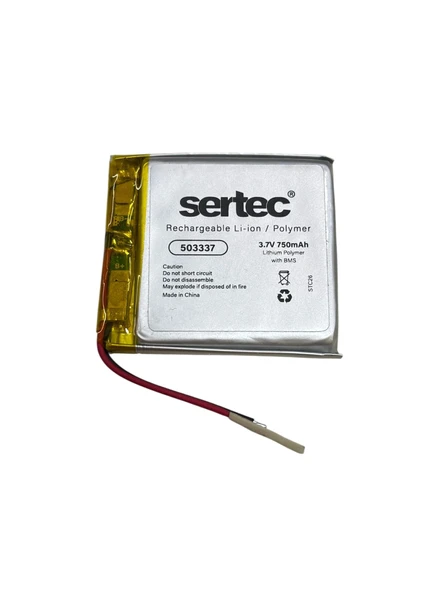 Sertec 503337 3.7v 750 Mah Li-polymer Pil (devreli/1.5a) ürün görseli 1