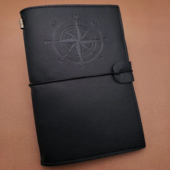 Siyah Deri Pusula Defter ürün görseli 1