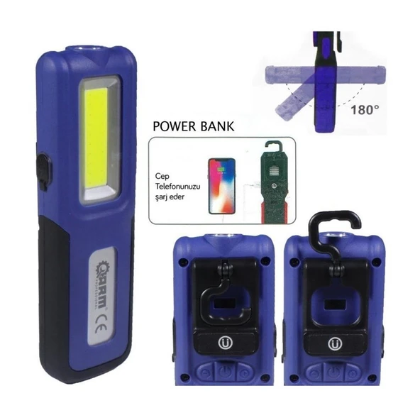 Arm Esen109 Şarjlı Led Fener Mıknatıslı Lamba Powerbank 420 Lumen ürün görseli 1