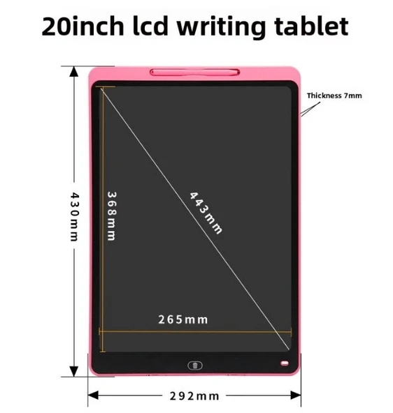 20 Inc Renkli Lcd Grafik Dijital Kalemli Çizim Tableti Yazı Tahta Not Yazma Eğitim Tableti Siyah - Resim 7