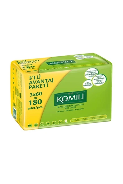Komili Islak Havlu Mendil 3x60'lı ürün görseli 1