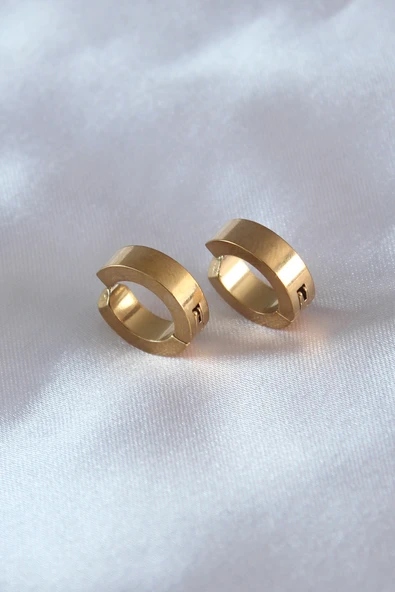 316L Çelik Gold Renk Sıkıştırmalı Erkek Küpe TJ-EKP278 ürün görseli 1