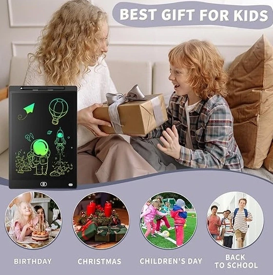 20 Inc Renkli Lcd Grafik Dijital Kalemli Çizim Tableti Yazı Tahta Not Yazma Eğitim Tableti Siyah - Resim 4