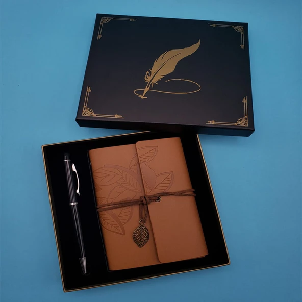 Taba Deri Defter ve Kalem Set ürün görseli 1