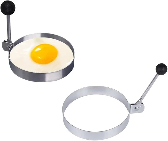 Metalik Daire Şeklinde Metal Omlet Yumurta ve Krep Kalıpları ürün görseli 1