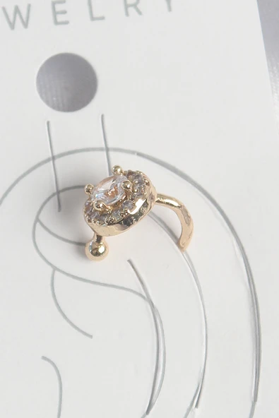 Pirinç Gold Renk Zirkon Taşlı Kadın Kıkırdak Küpe TJ-BKP10573 ürün görseli 1