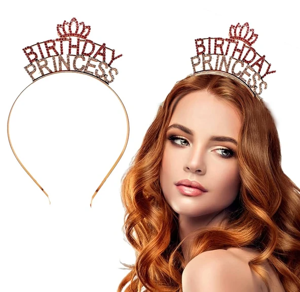 Birthday Princess Kristal Taç – Rose Gold Kaplama ürün görseli 1