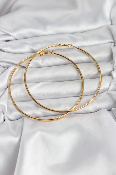 316L Çelik Gold Renk 75 mm Halka Küpe TJ-BKP11510 ürün görseli 1