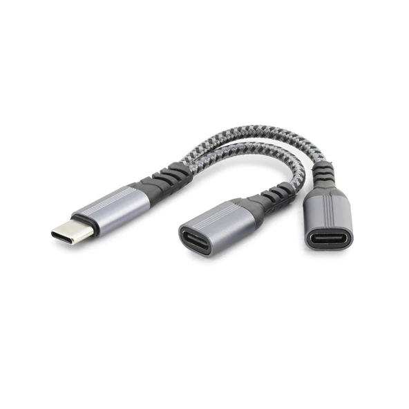 Type-C To 2 x Type-C F Kablo Car Şarj Siyah GJ-015 ürün görseli 1