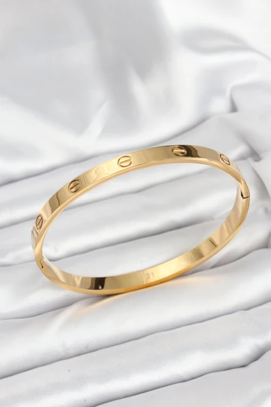 316L Çelik Gold Renk 65 mm Kadın Kelepçe Bileklik TJ-BB7912 ürün görseli 1
