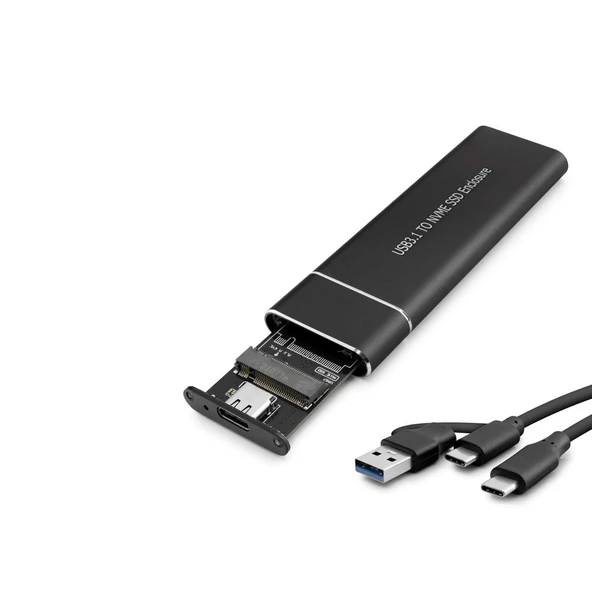 Ssd Kutu Type-C3.1 + Usb3.0 Nvme M2 Chıp Jms583 Siyah HDX1768 ürün görseli 1