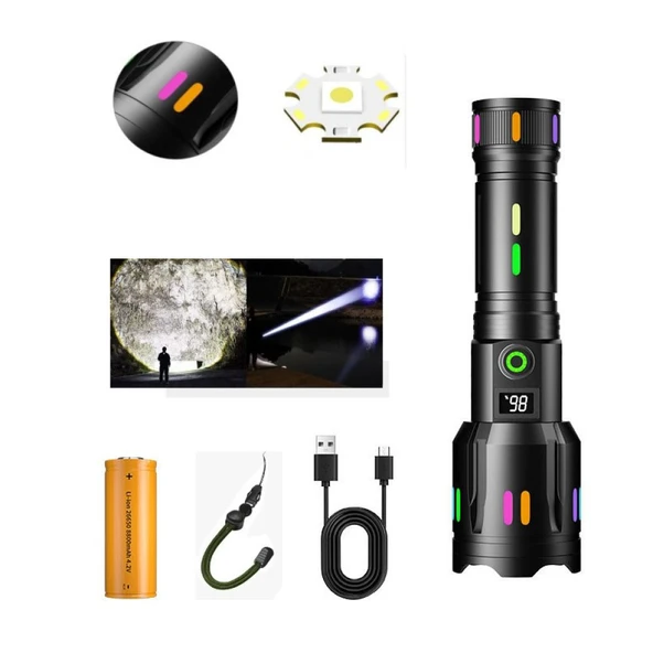 Profesyonel Zoomlu 50W Şarjlı Powerbank Avcı Polis El Feneri PS-9885 ürün görseli 1