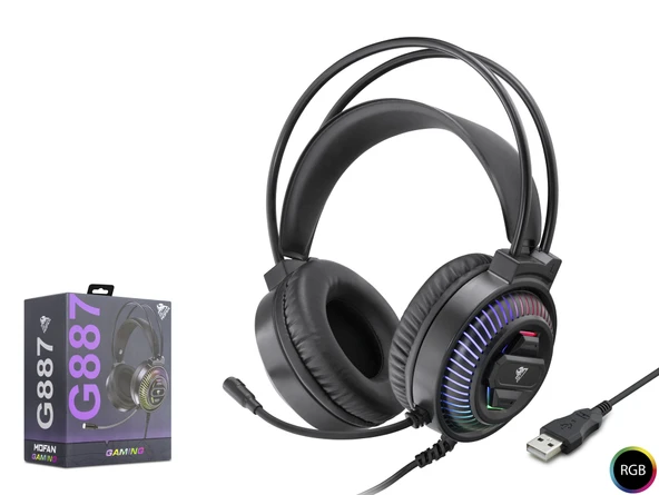 Kulaklik Usb Rgb 7.1 - Si̇yah G887 ürün görseli 1