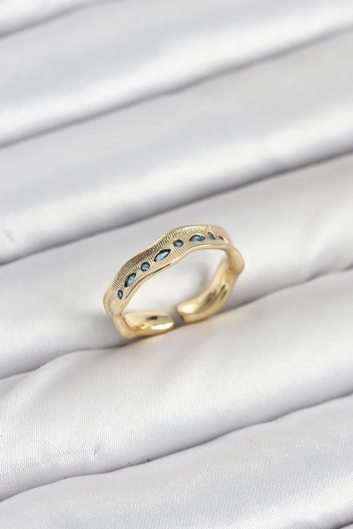 Pirinç Gold Renk Zirkon Taşlı Vintage Kadın Yüzük TJ-BYK3862 ürün görseli 1