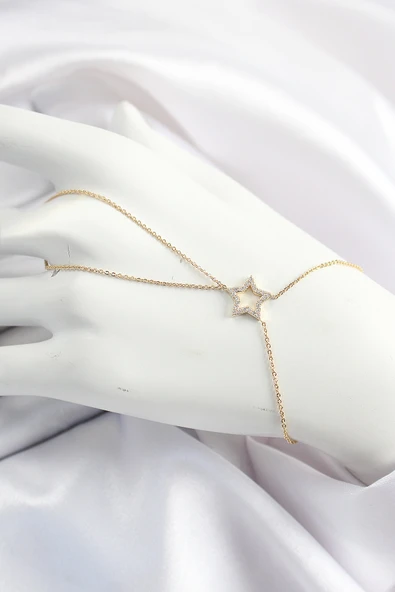 Pirinç Gold Renk Zirkon Taşlı Yıldız Model Şahmeran - TJ-SN678 ürün görseli 1
