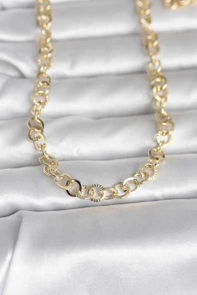 CM 14K Gold Renk Kalın Halka Zincirli 60 cm Kadın Kolye TJ-BKO10999 ürün görseli 1