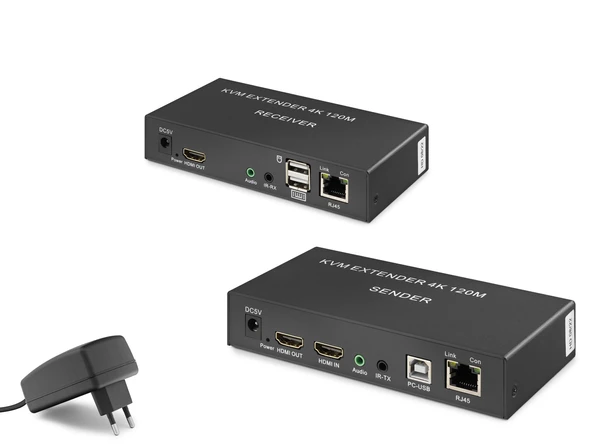 Hdmi Kvm Extender 4K 120 M - Siyah HDX1306 ürün görseli 1