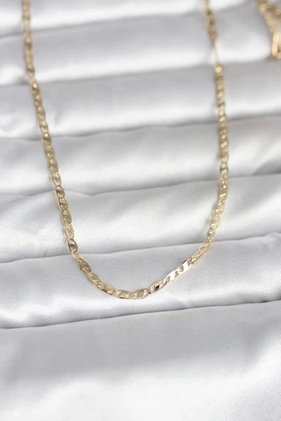 CM 14K Gold Renk Yassı Zincir Model 60 cm Kadın Kolye TJ-BKO10984 ürün görseli 1