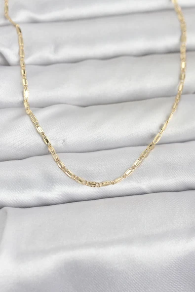 CM 14K Gold Renk Lazerli Zincir Model 60 cm Kadın Kolye TJ-BKO10957 ürün görseli 1