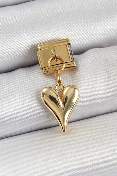 316L Çelik Sallantılı Kalp Model Gold Renk Nomination Charm TJ-BC1399 ürün görseli 1