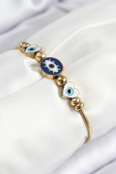 316L Çelik Göz Charm Model Gold Renk Kadın Bileklik TJ-BB7843 ürün görseli 1