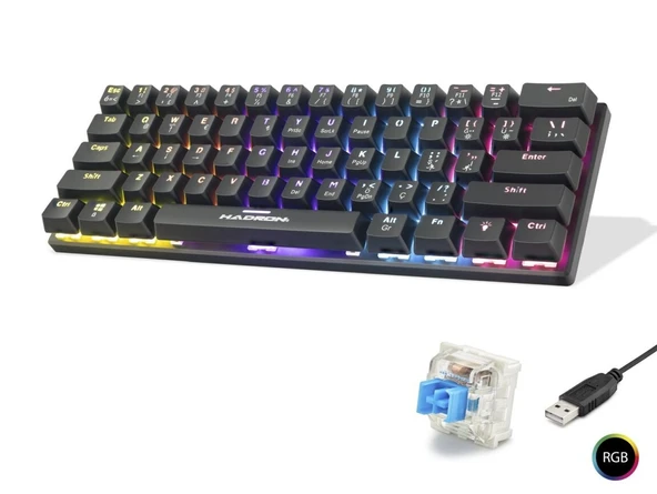 Mekanik Mini Klavye Blue Switch Rgb - Siyah G509B ürün görseli 1