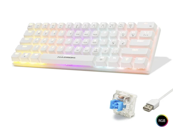 Mekanik Mini Klavye Blue Switch Rgb - Beyaz G508B ürün görseli 1