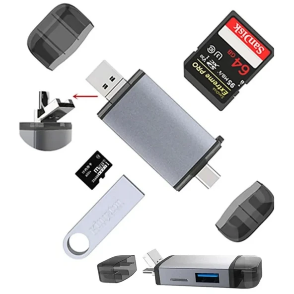 ZR428 T993A Type-C 3 İn 1 Card Reader ürün görseli 1