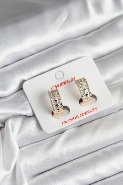 14K Gold Renk Kaplama Zirkon Taşlı CM Kadın Küpe TJ-BKP11419 ürün görseli 1