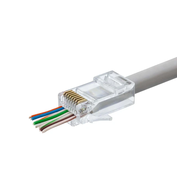 Cat5 Konnektör Ez Rj45 100Lü Paket Şeffaf HDX5044 ürün görseli 1