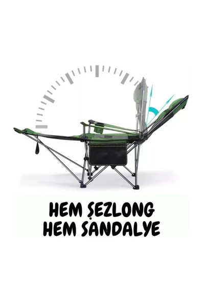 KATLANIR KAMP SANDALYESİ ŞEZLONG YEŞİL - Resim 3