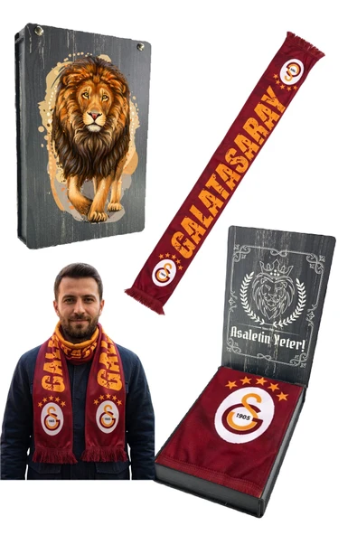 GALATASARAY ORİJİNAL LİSANSLI 5 YILDIZ KIRMIZI ŞAL ATKI  UV KUTU HEDİYELİ ürün görseli 1