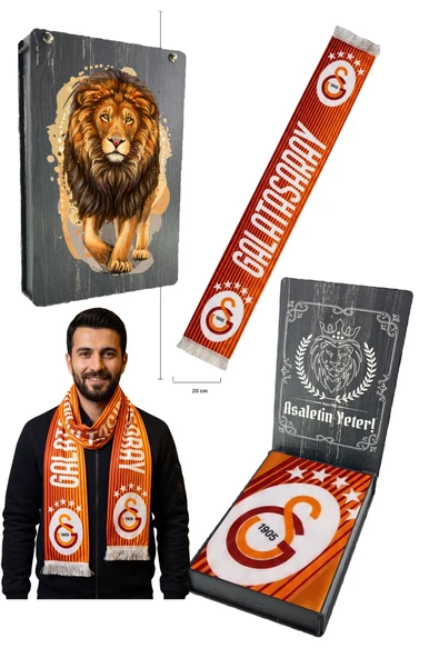 GALATASARAY ORİJİNAL LİSANSLI 5 YILDIZ KIRMIZI ŞAL ATKI  UV KUTU HEDİYELİ ürün görseli 1