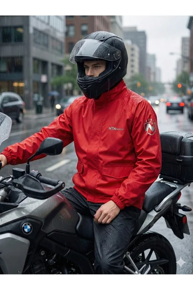 MOTOKIT Kırmızı Suya Dayanıklı Alt Üst Motosiklet Yağmurluk Seti – Taşıma Kılıflı, Oxford Kumaş Membranlı ürün görseli 1